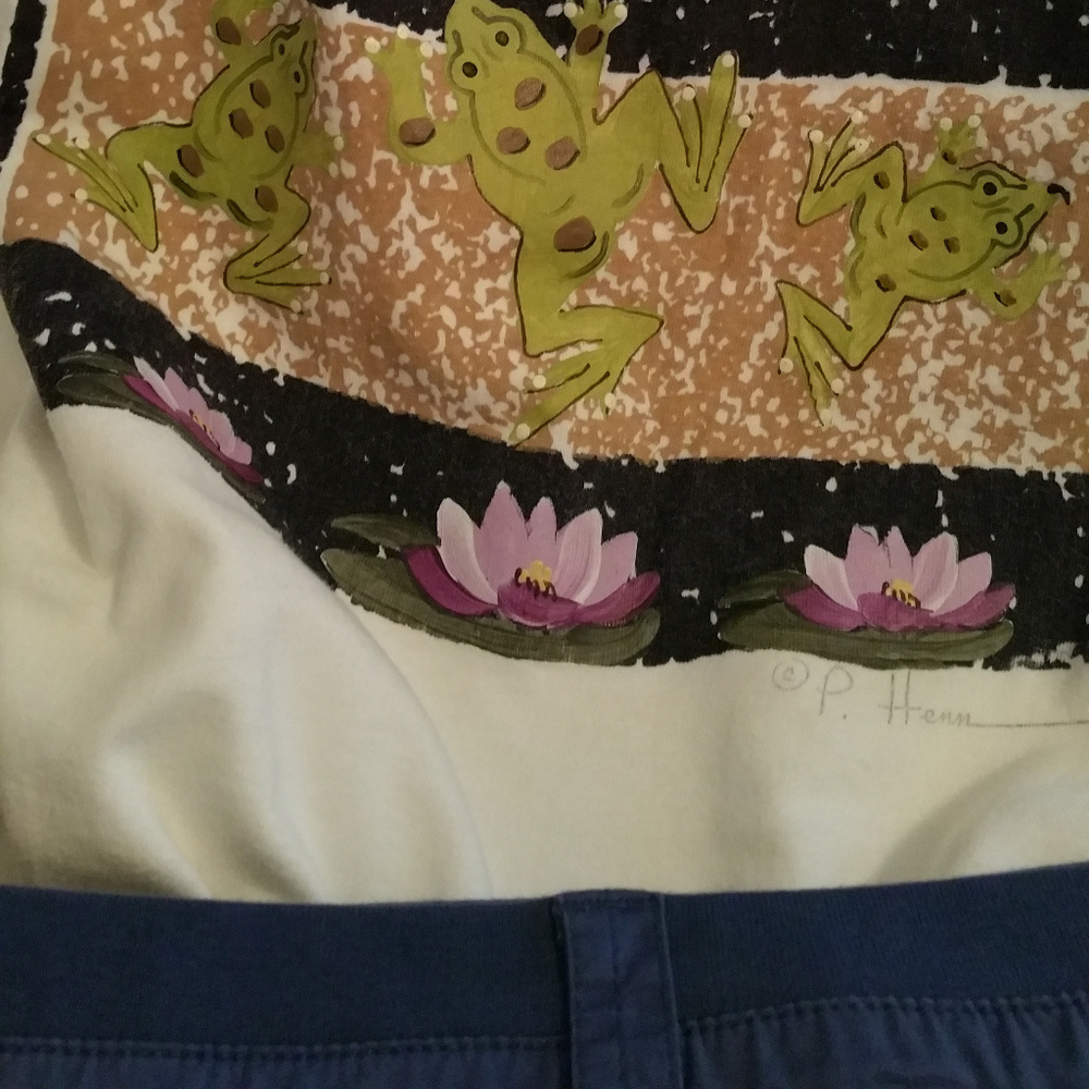 Handpainted Frog Tee Shirt Short Sleeve Size L - Picture 4 of 4